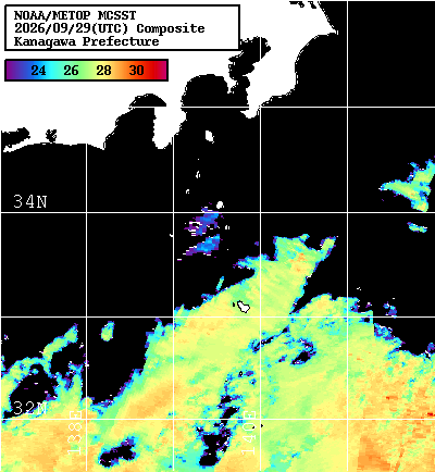 NOAA、MetOp 人工衛星画像 検索結果, 水温分布を図示