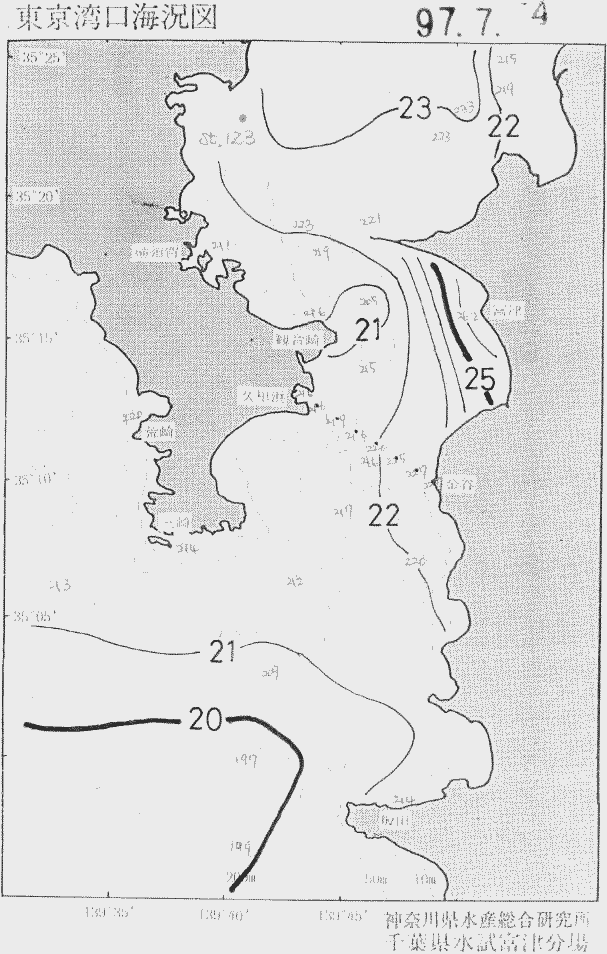 海況図, 東京湾口海況図 検索結果, (水温分布 等を図示)