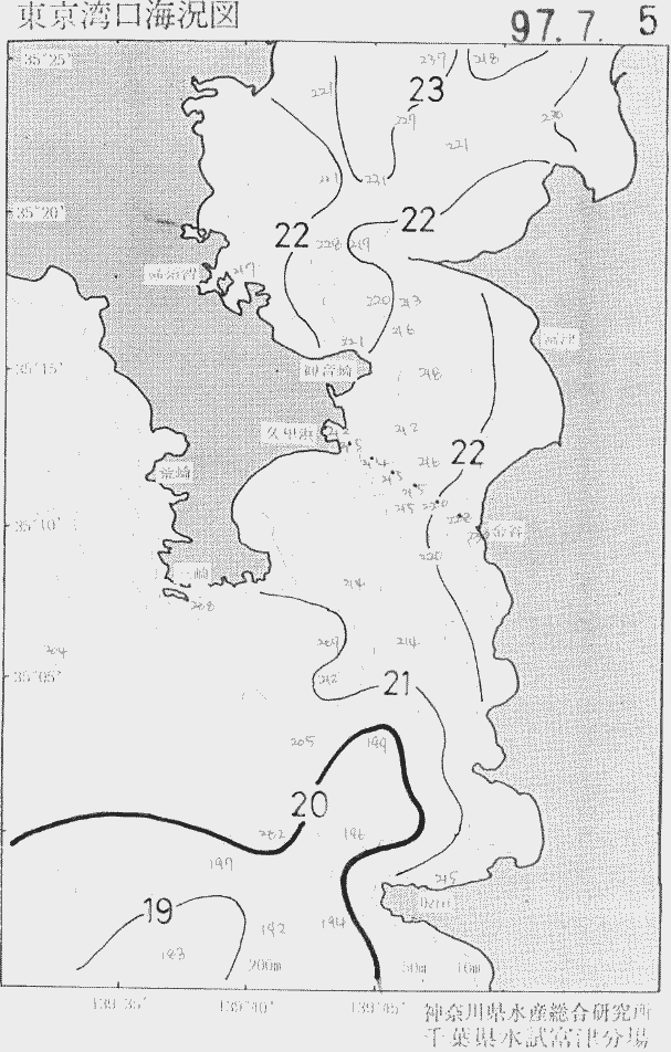 海況図, 東京湾口海況図 検索結果, (水温分布 等を図示)