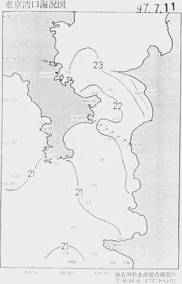 海況図, 東京湾口海況図 検索結果, (水温分布 等を図示)