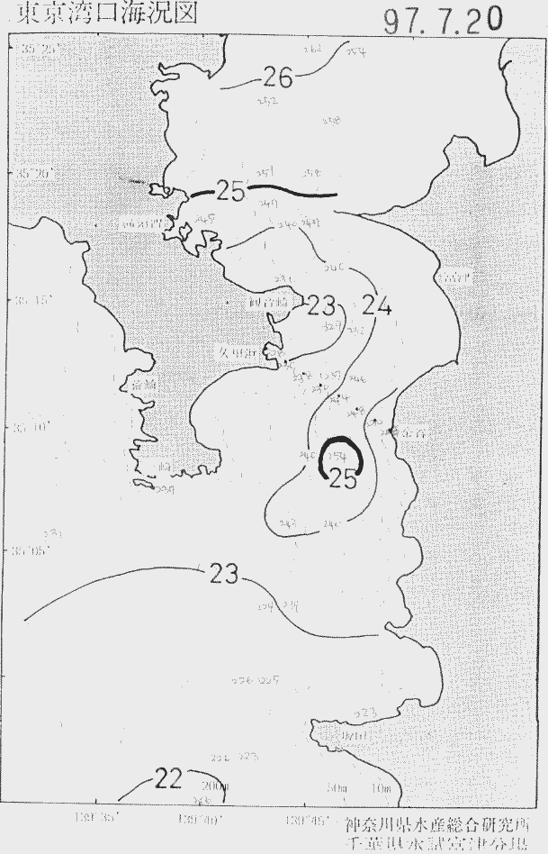 海況図, 東京湾口海況図 検索結果, (水温分布 等を図示)
