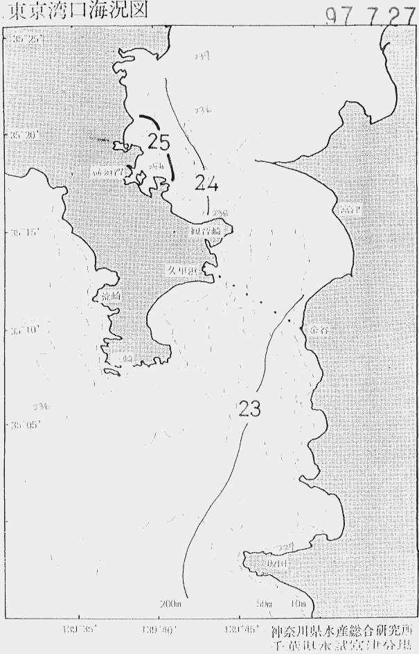 海況図, 東京湾口海況図 検索結果, (水温分布 等を図示)