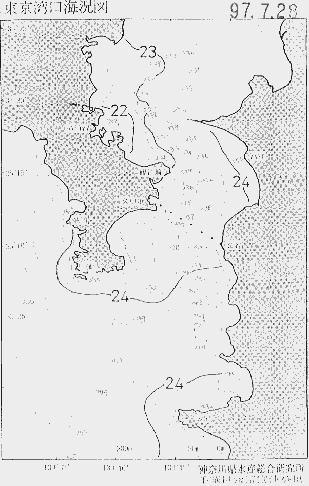 海況図, 東京湾口海況図 検索結果, (水温分布 等を図示)