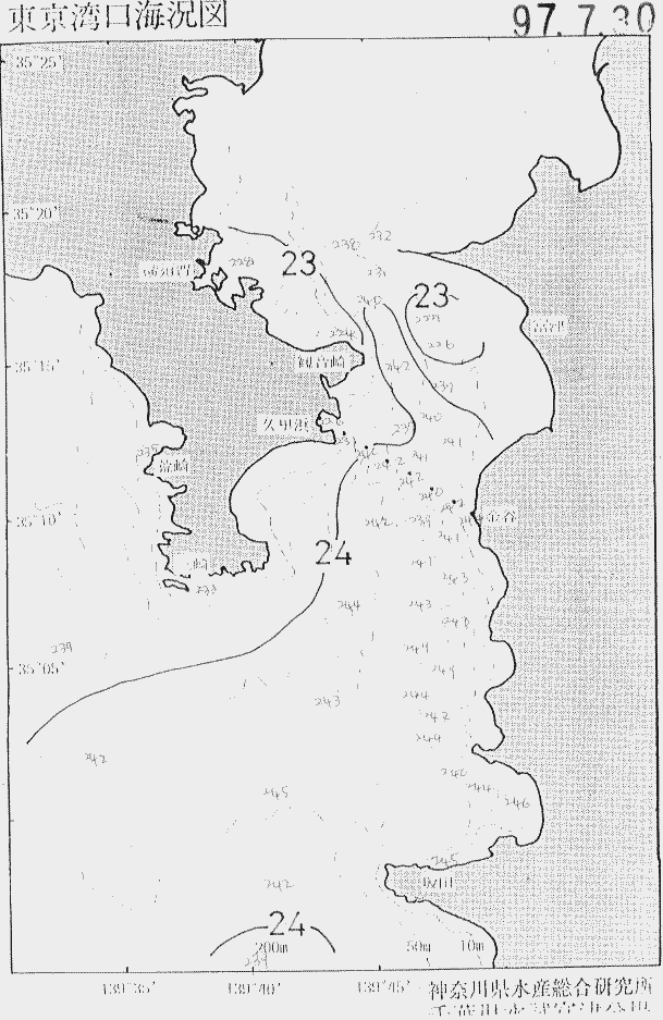 海況図, 東京湾口海況図 検索結果, (水温分布 等を図示)