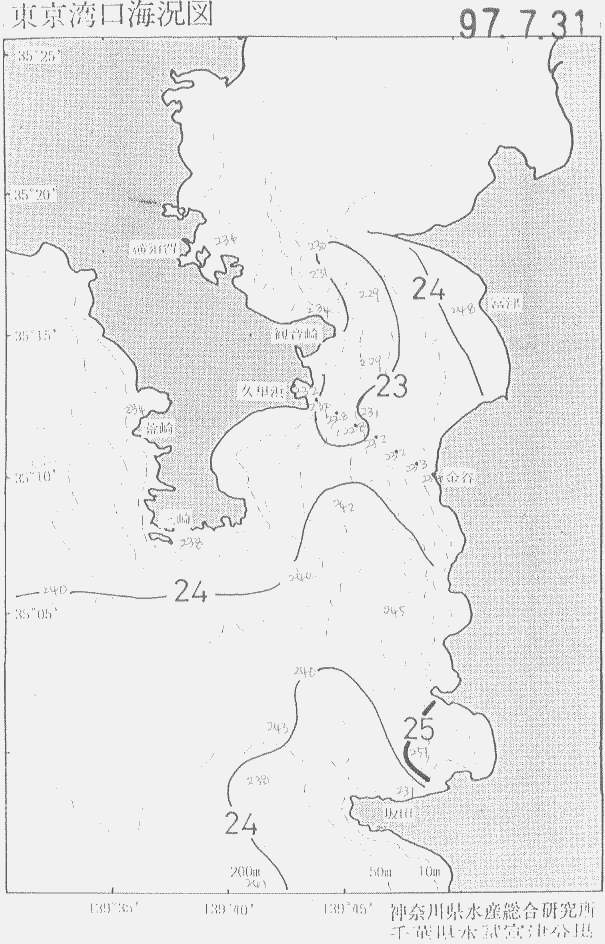 海況図, 東京湾口海況図 検索結果, (水温分布 等を図示)