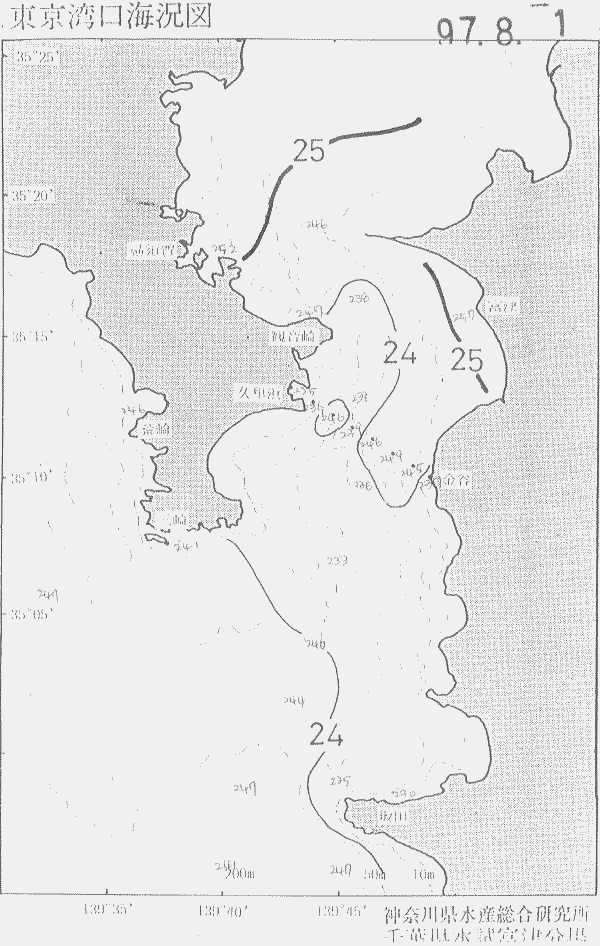 海況図, 東京湾口海況図 検索結果, (水温分布 等を図示)