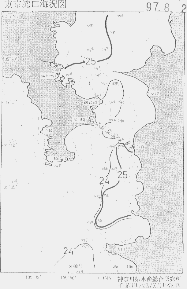 海況図, 東京湾口海況図 検索結果, (水温分布 等を図示)