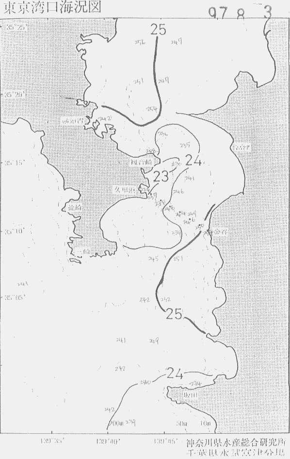 海況図, 東京湾口海況図 検索結果, (水温分布 等を図示)