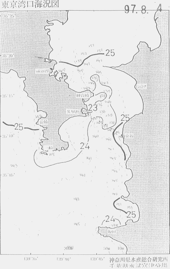 海況図, 東京湾口海況図 検索結果, (水温分布 等を図示)