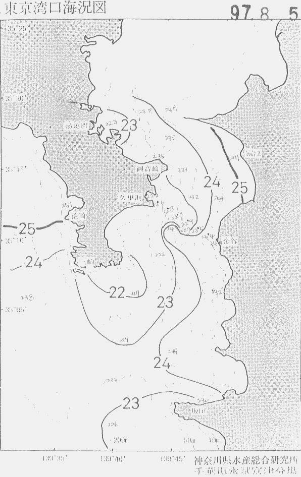 海況図, 東京湾口海況図 検索結果, (水温分布 等を図示)