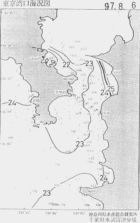 海況図, 東京湾口海況図 検索結果, (水温分布 等を図示)