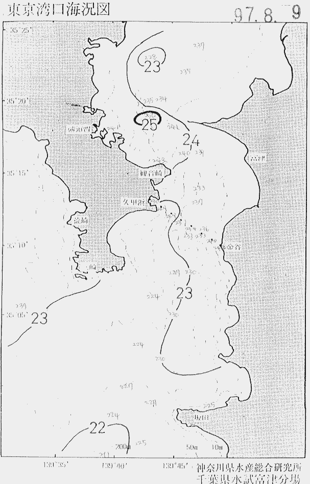 海況図, 東京湾口海況図 検索結果, (水温分布 等を図示)