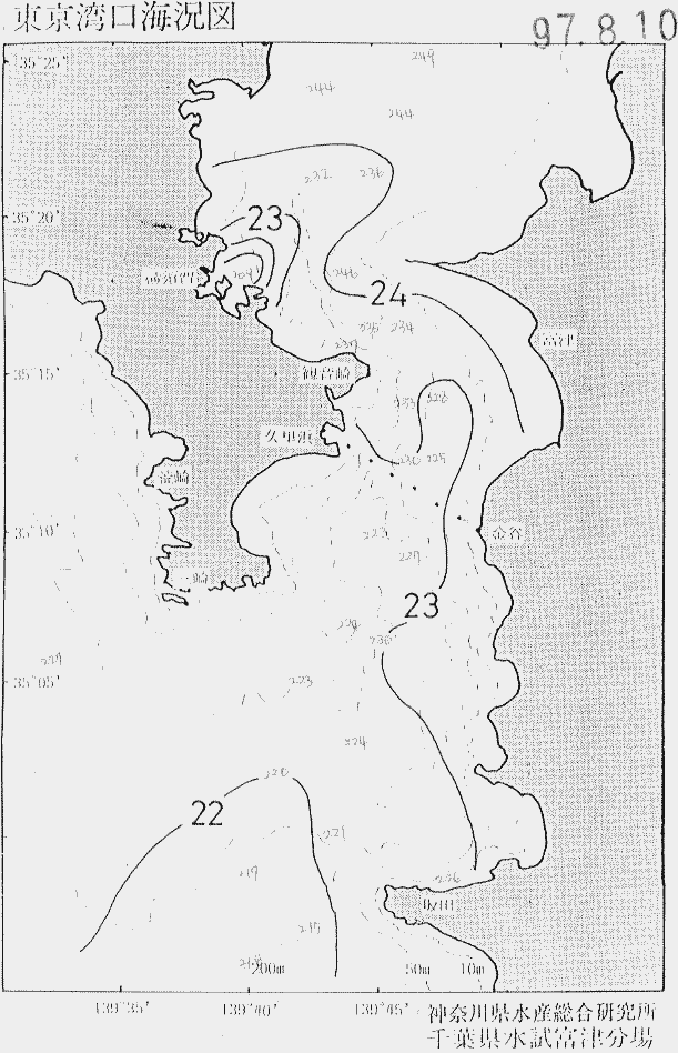 海況図, 東京湾口海況図 検索結果, (水温分布 等を図示)