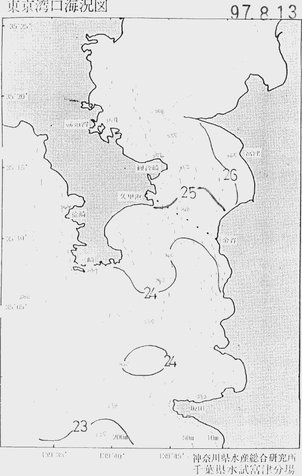 海況図, 東京湾口海況図 検索結果, (水温分布 等を図示)