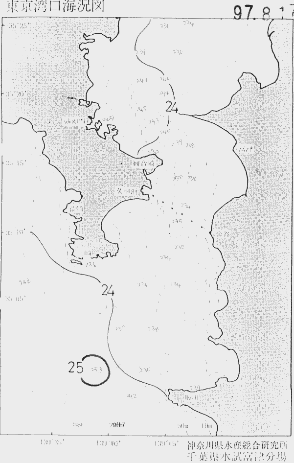 海況図, 東京湾口海況図 検索結果, (水温分布 等を図示)
