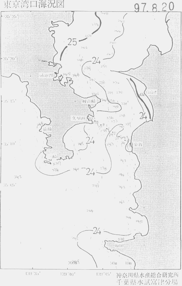 海況図, 東京湾口海況図 検索結果, (水温分布 等を図示)