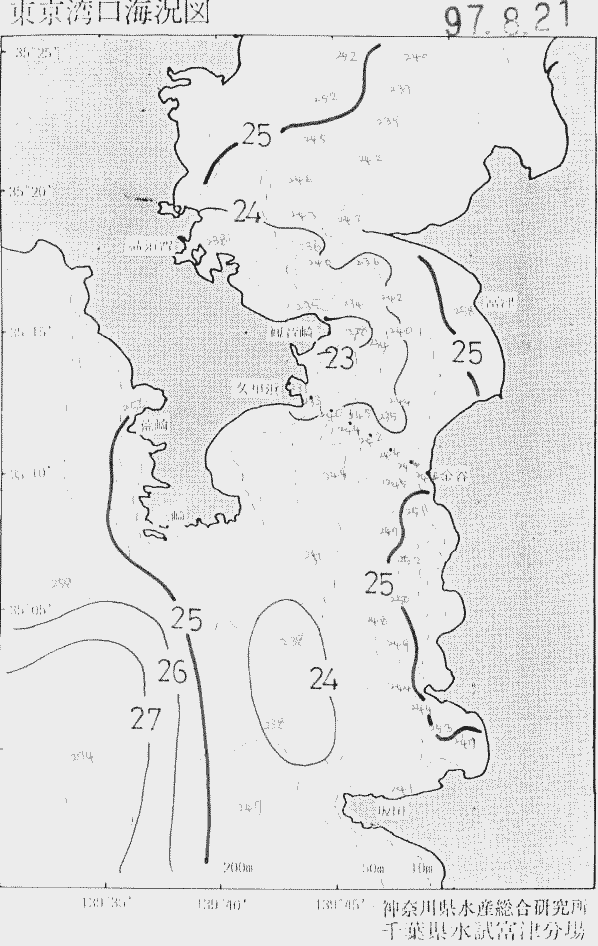 海況図, 東京湾口海況図 検索結果, (水温分布 等を図示)