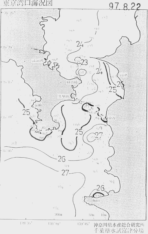 海況図, 東京湾口海況図 検索結果, (水温分布 等を図示)