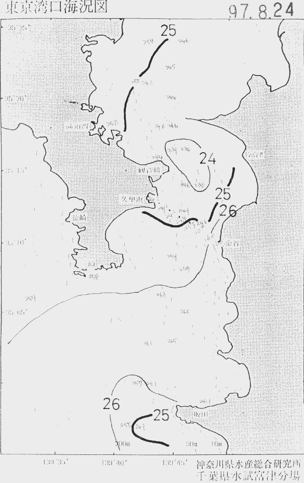 海況図, 東京湾口海況図 検索結果, (水温分布 等を図示)