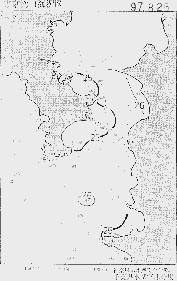海況図, 東京湾口海況図 検索結果, (水温分布 等を図示)