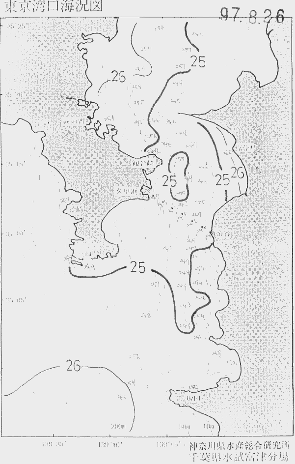 海況図, 東京湾口海況図 検索結果, (水温分布 等を図示)