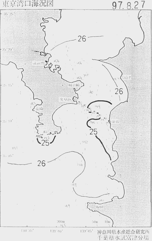 海況図, 東京湾口海況図 検索結果, (水温分布 等を図示)