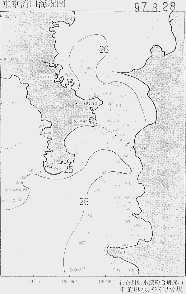 海況図, 東京湾口海況図 検索結果, (水温分布 等を図示)