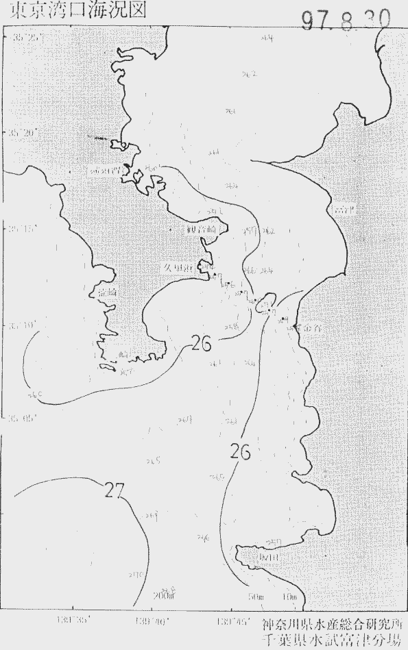 海況図, 東京湾口海況図 検索結果, (水温分布 等を図示)
