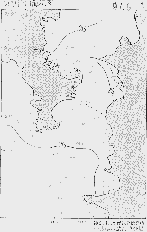 海況図, 東京湾口海況図 検索結果, (水温分布 等を図示)