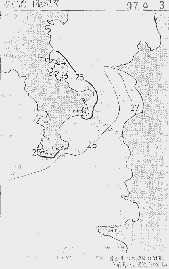 海況図, 東京湾口海況図 検索結果, (水温分布 等を図示)