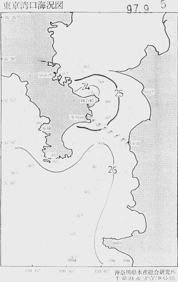 海況図, 東京湾口海況図 検索結果, (水温分布 等を図示)