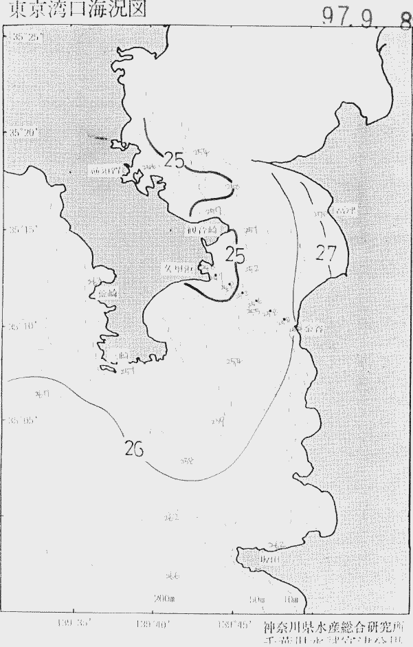 海況図, 東京湾口海況図 検索結果, (水温分布 等を図示)