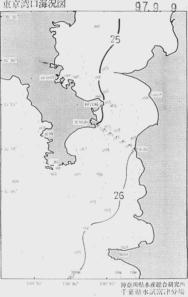 海況図, 東京湾口海況図 検索結果, (水温分布 等を図示)