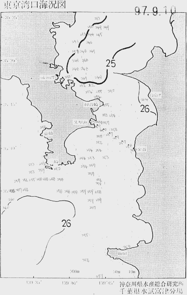 海況図, 東京湾口海況図 検索結果, (水温分布 等を図示)