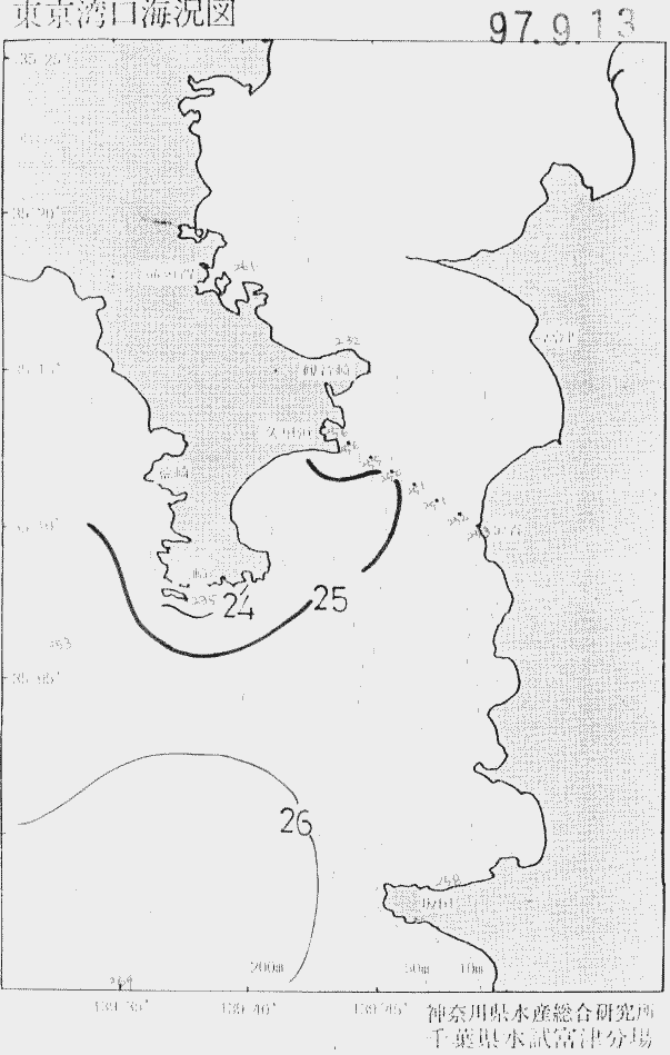 海況図, 東京湾口海況図 検索結果, (水温分布 等を図示)