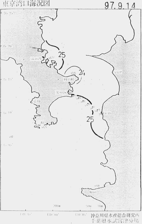 海況図, 東京湾口海況図 検索結果, (水温分布 等を図示)