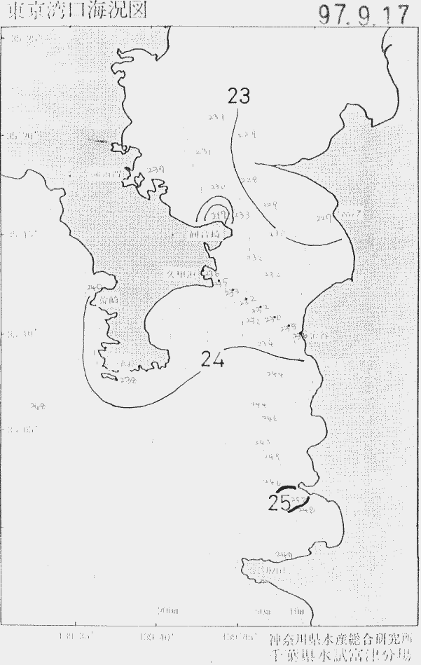 海況図, 東京湾口海況図 検索結果, (水温分布 等を図示)