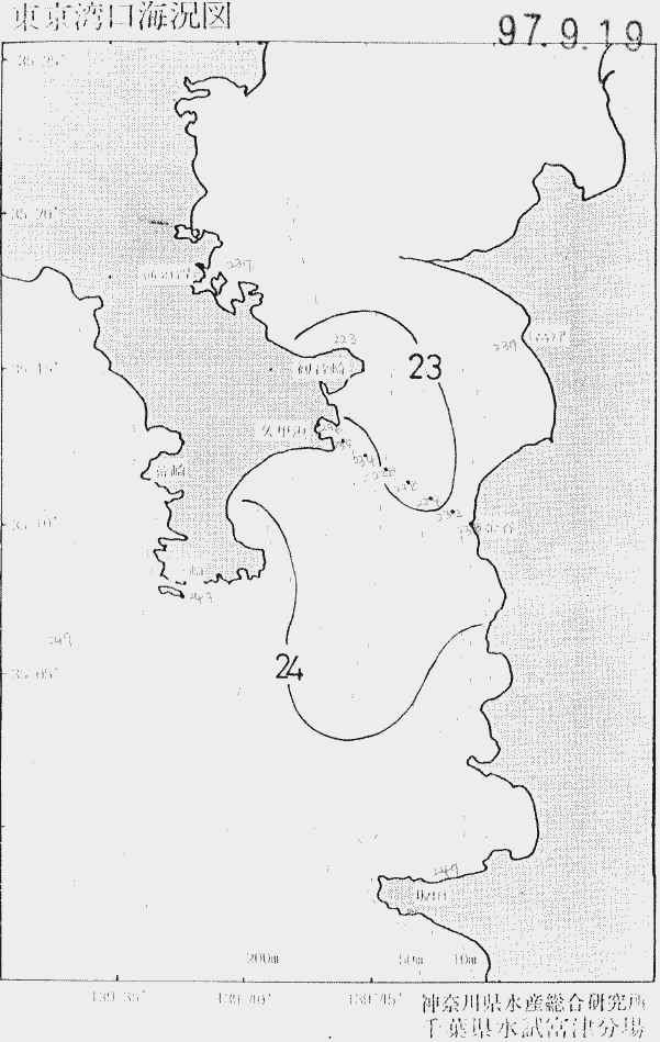 海況図, 東京湾口海況図 検索結果, (水温分布 等を図示)