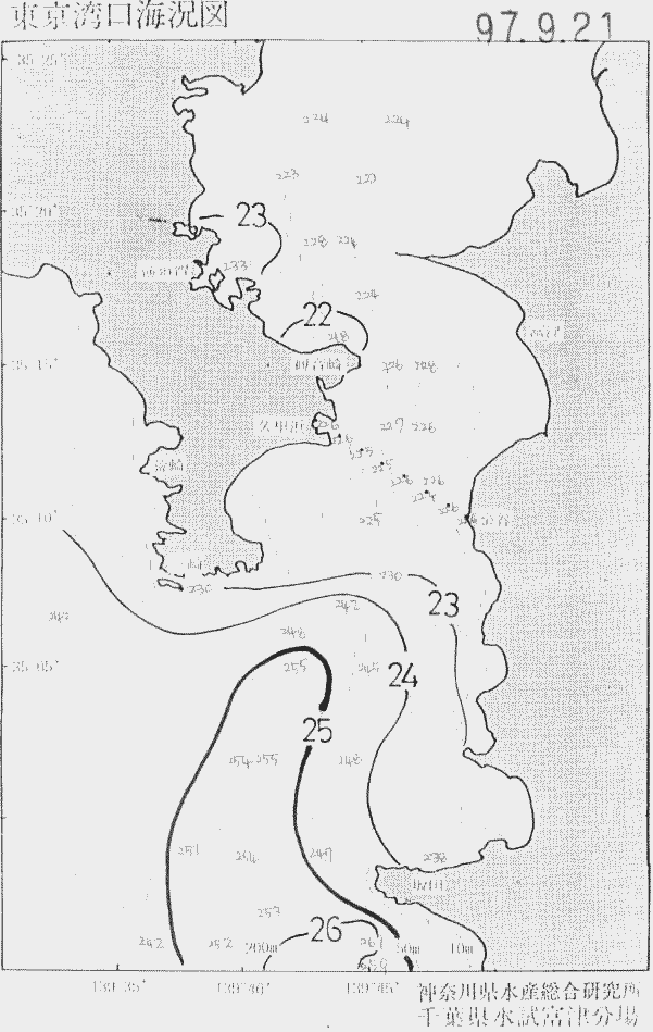 海況図, 東京湾口海況図 検索結果, (水温分布 等を図示)