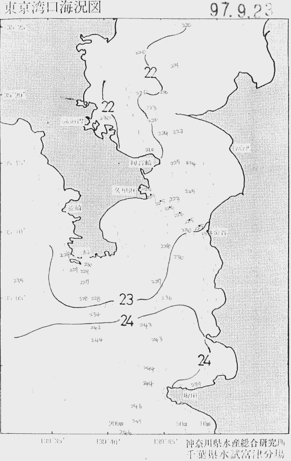 海況図, 東京湾口海況図 検索結果, (水温分布 等を図示)