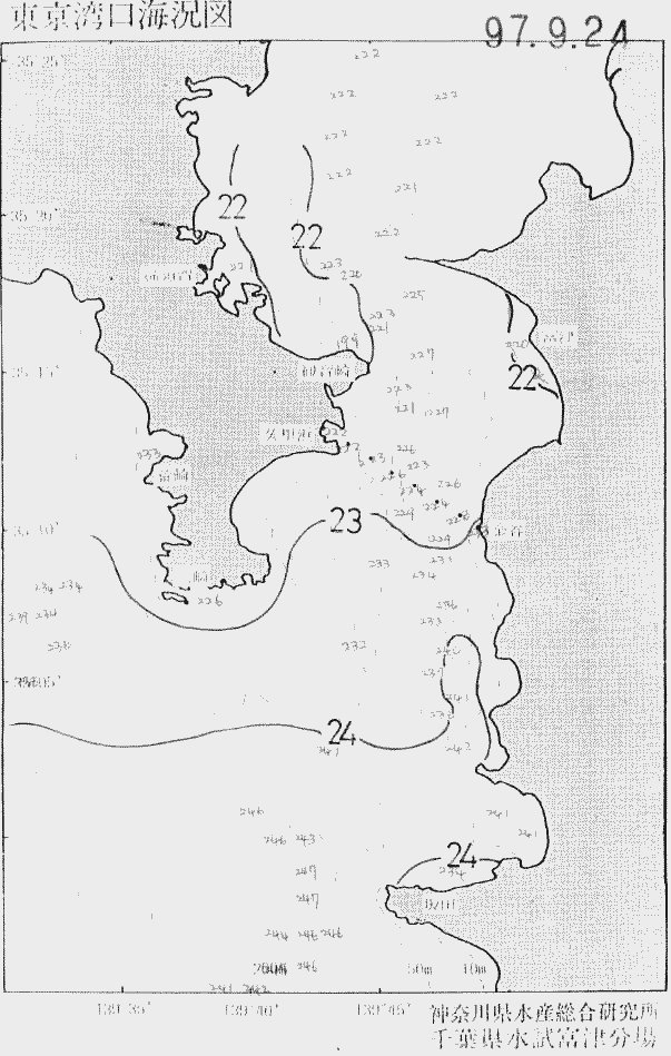 海況図, 東京湾口海況図 検索結果, (水温分布 等を図示)