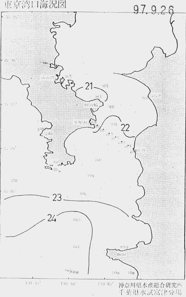 海況図, 東京湾口海況図 検索結果, (水温分布 等を図示)