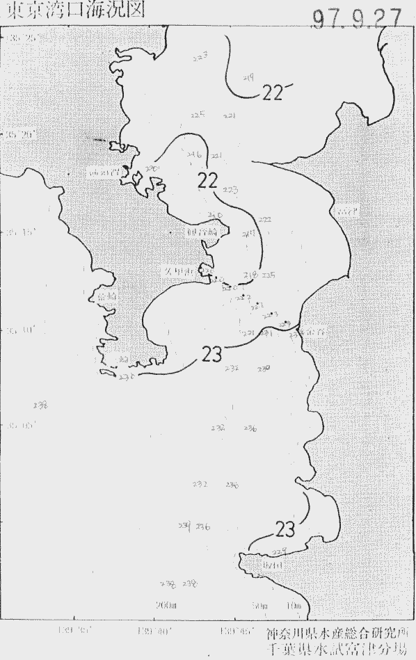 海況図, 東京湾口海況図 検索結果, (水温分布 等を図示)