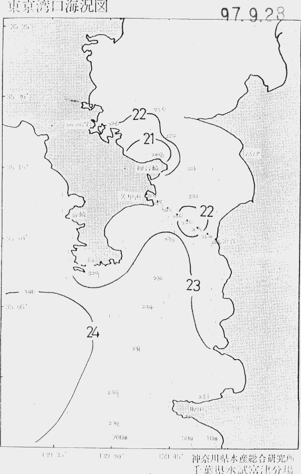 海況図, 東京湾口海況図 検索結果, (水温分布 等を図示)