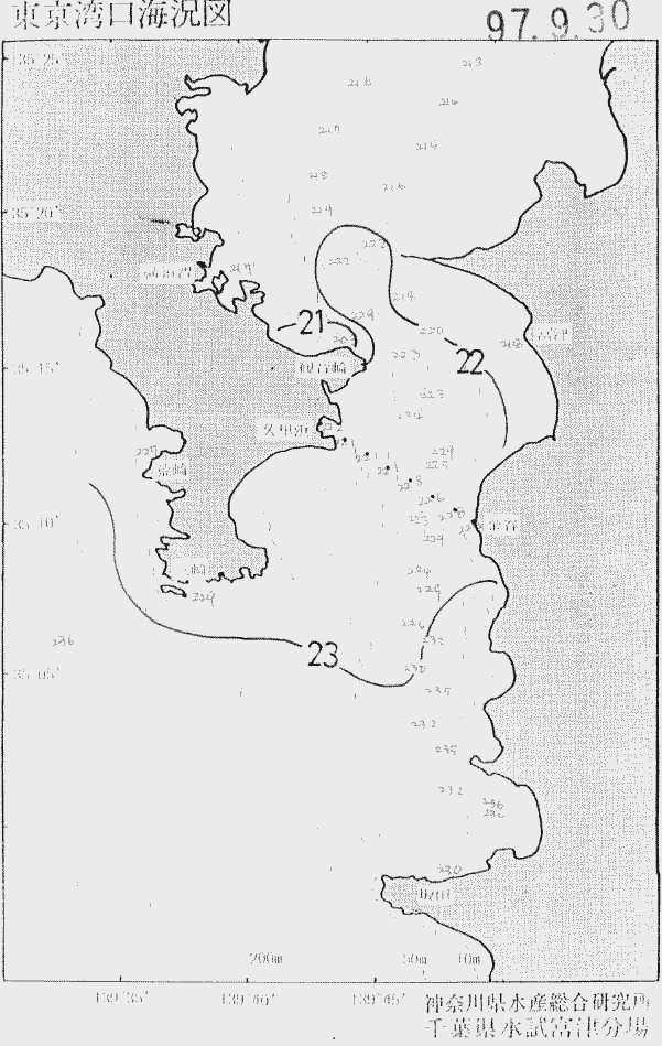 海況図, 東京湾口海況図 検索結果, (水温分布 等を図示)