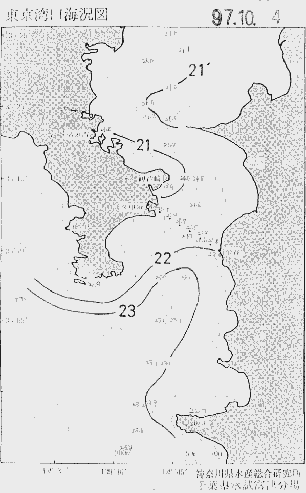 海況図, 東京湾口海況図 検索結果, (水温分布 等を図示)