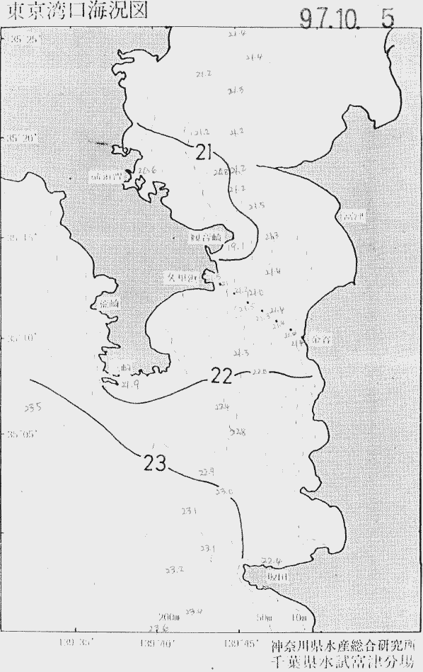 海況図, 東京湾口海況図 検索結果, (水温分布 等を図示)