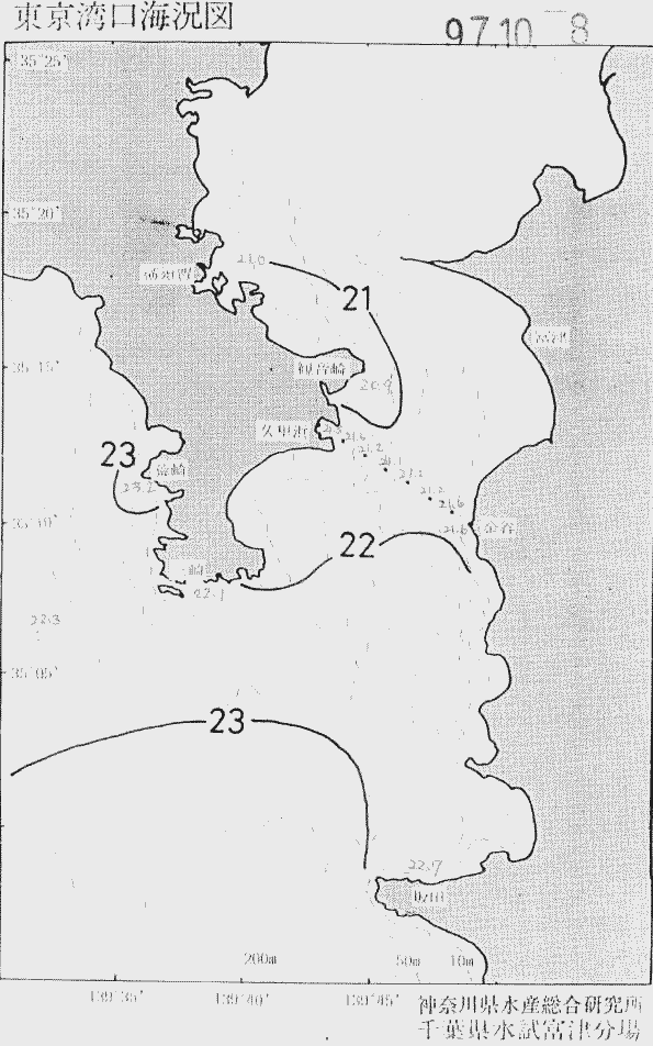 海況図, 東京湾口海況図 検索結果, (水温分布 等を図示)