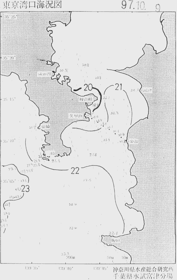 海況図, 東京湾口海況図 検索結果, (水温分布 等を図示)
