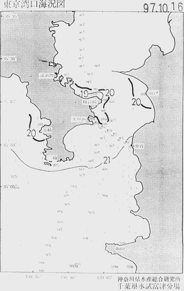 海況図, 東京湾口海況図 検索結果, (水温分布 等を図示)